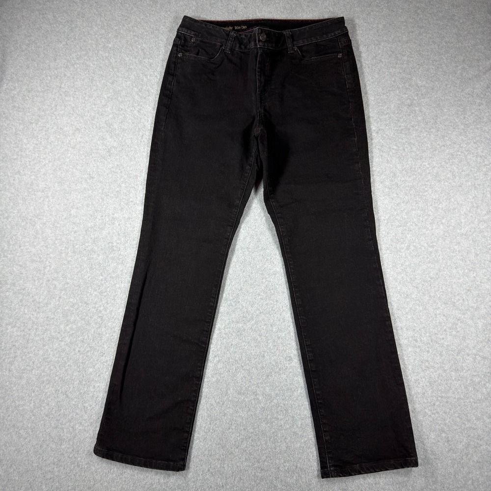 Talbots Curvy Straight Leg Jeans Black Denim Womens 10P Petite